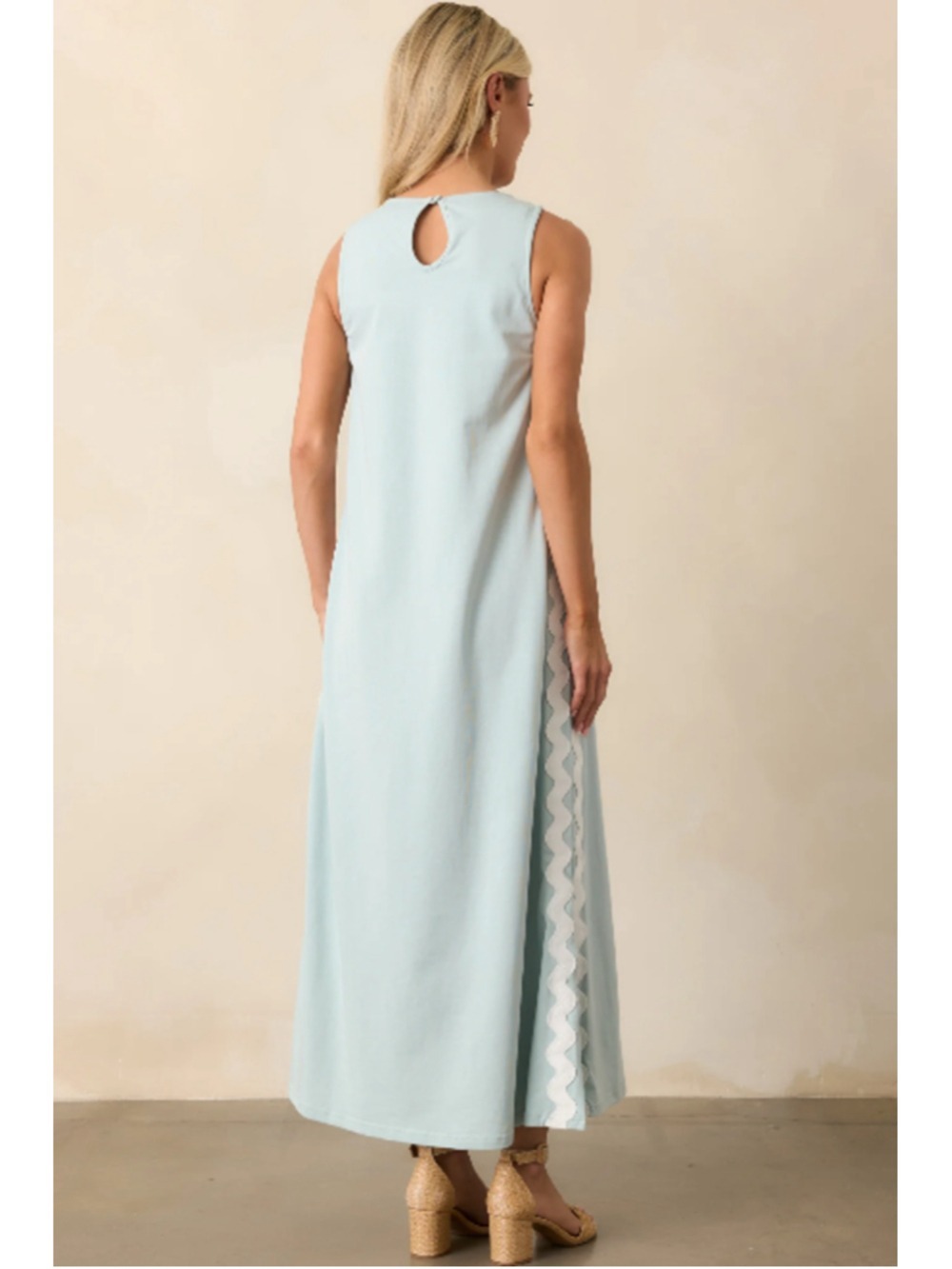 Women's PROSPERINA Light Blue White Maxi Dress S - Picture 11 of 13